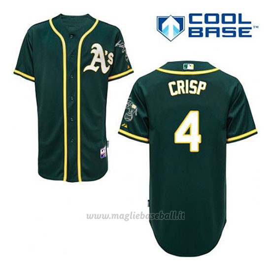 Maglia Baseball Uomo Oakland Athletics Coco Crisp 4 Verde Alterner Cool Base